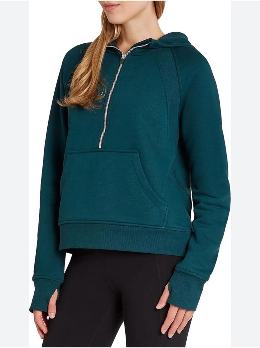 Danskin Women's Teal Half-Zip Hooded Sweatshirt